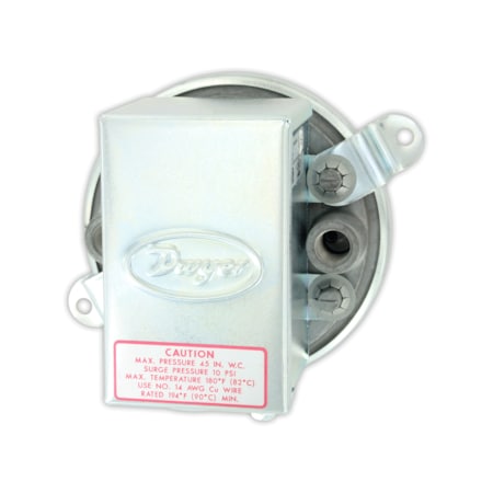 Dwyer Instruments Pressure Switch, Standard, SPDT, 1/8" FNPT, 1.40 to 5.5 in H2O Range 1900-5-MR